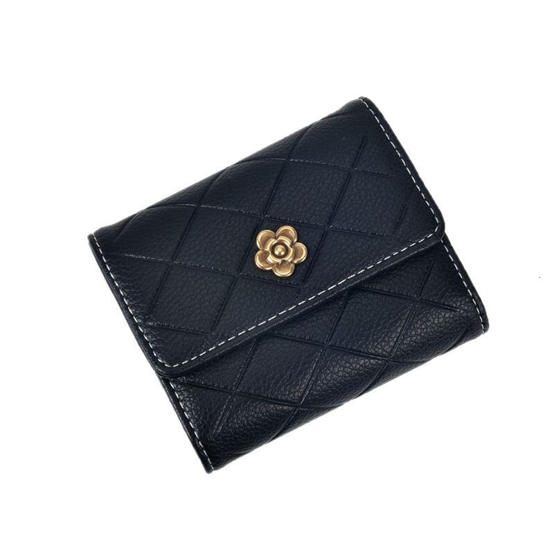 Free Shipping Designer Luxury Camellia Card Holder Women's Handbag Compact Simple Buckle Quilted Coin Purse Fashion Wallet