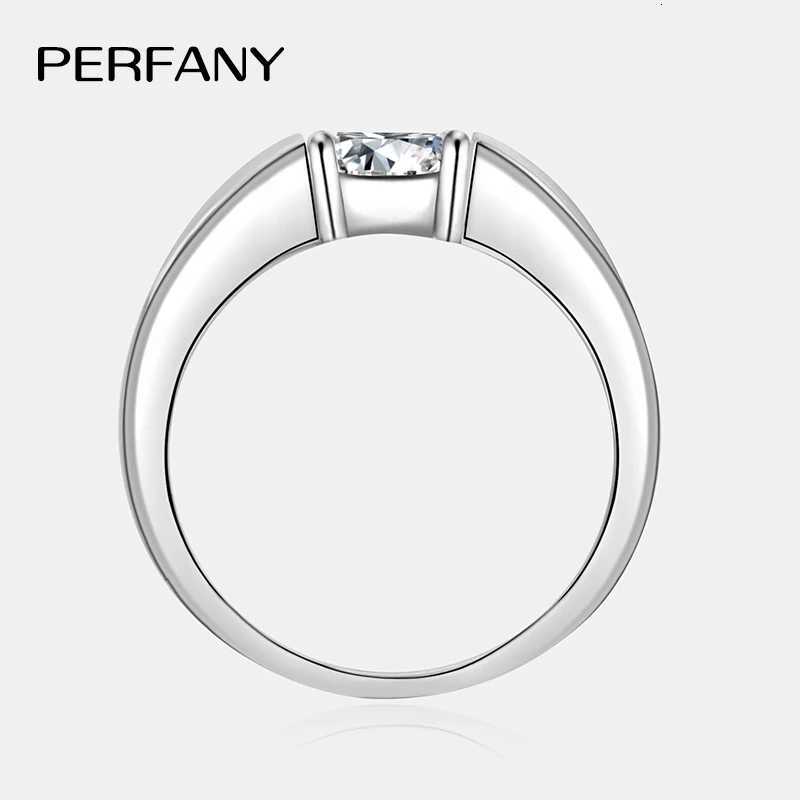 PERFANY 0.5/1CT Mens Moissanite Ring S925 Pure Silver Laboratory Trained Diamond Engagement Ring Classic Wedding Jewelry W250417