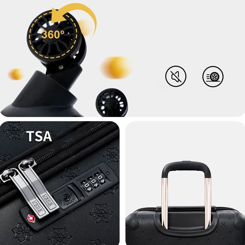 Designer travel suitcase retro style luggage student travel suitcase TSA lock printed can be boarded antique flower light 20 inch suitcase