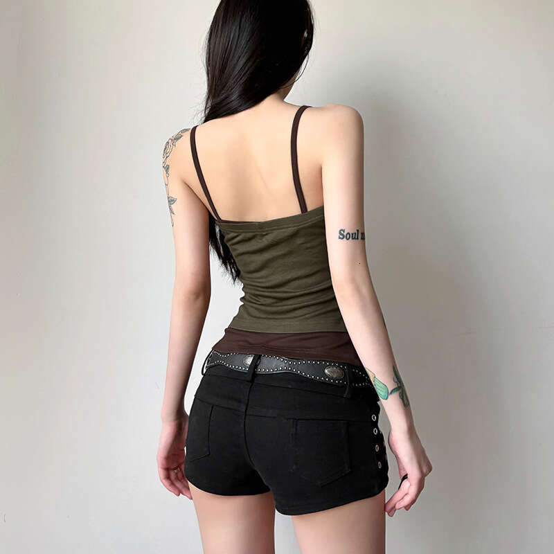 2025 Women's Spring Summer New Fashion Sexy Strap Letter Print Tube Top Two-Piece Set 78d
