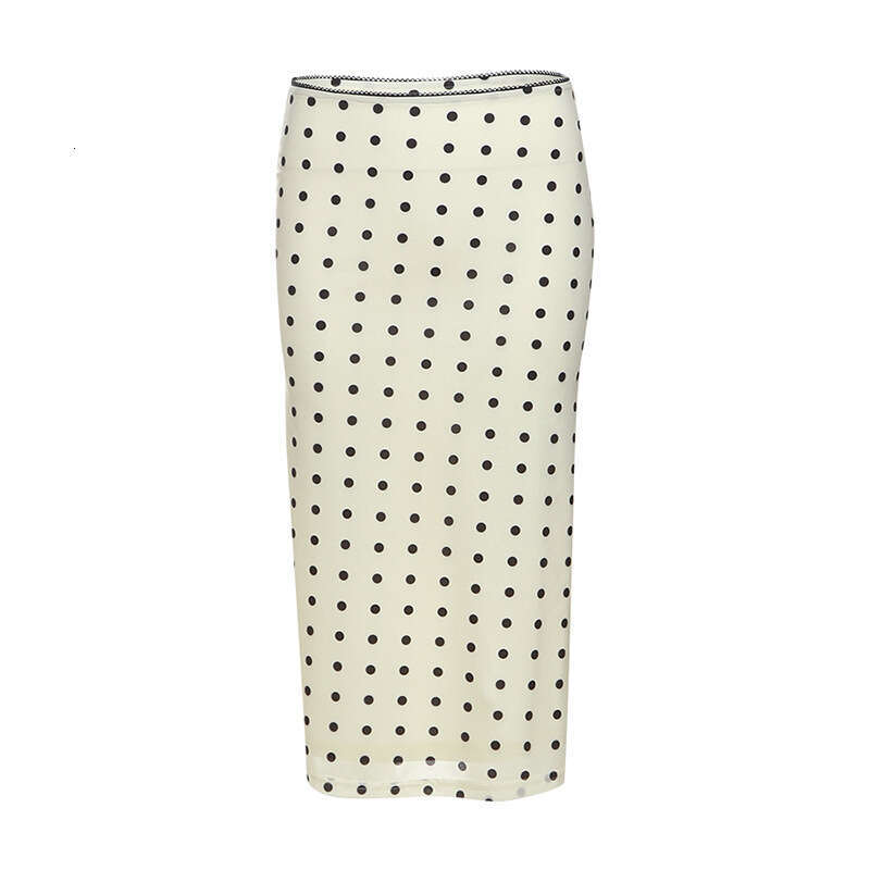 INS Style 2025 Spring New Women's Solid Color Slim Fit Fashion High Waist Bodycon Polka Dot Skirt 7d7