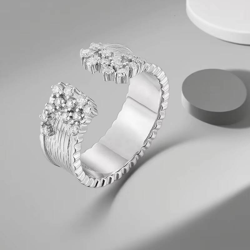 Sterling Silver Moissanite Ring Womens Fashionable and Simple Moissanite Ring Open Ring Customizable Name
