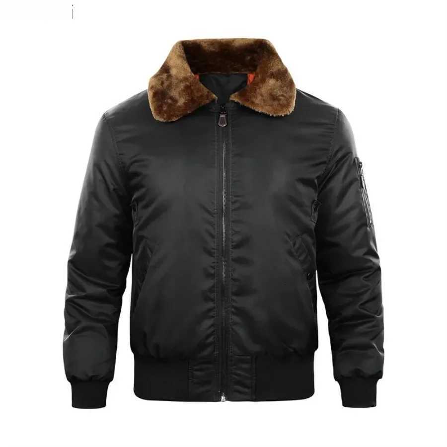 Autumn Winter Bomber Jacket Men New Warm Windproof Fur Collar Jacket Men Coat Outdoor Casual Vintage Military Men Clothing X2507251