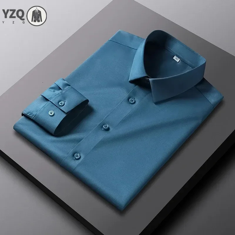 Mens Casual and Fashionable Long Sleeved Solid Color Shirt Non Ironing Wrinkle Resistant Business Top 250725