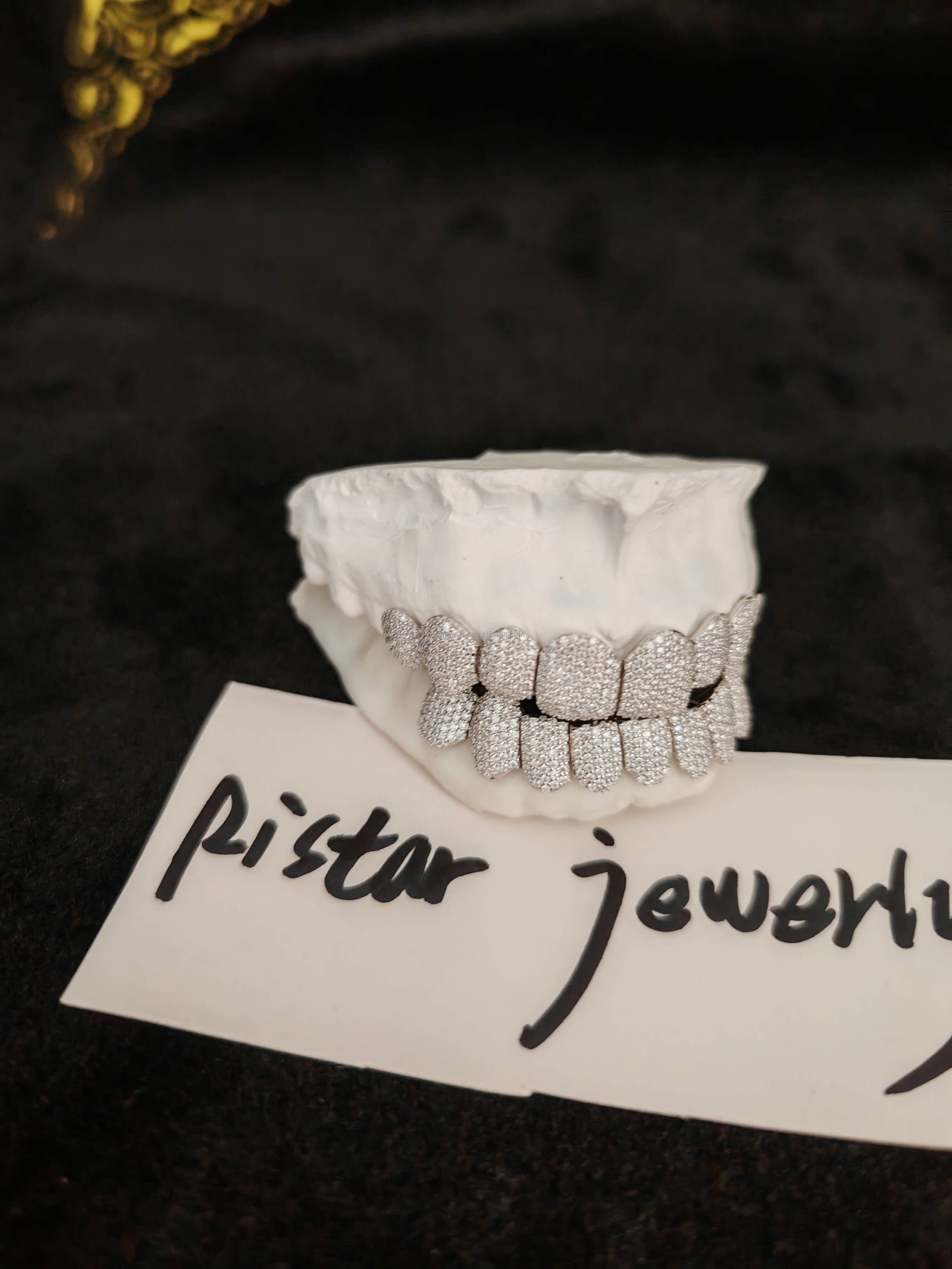 Hip Hop Deep Cut Iced VVS Moissanite Grills Custom Real Gold Plated 925 Silver Zig Zag Setting Moissanite Diamond Teeth Grillz