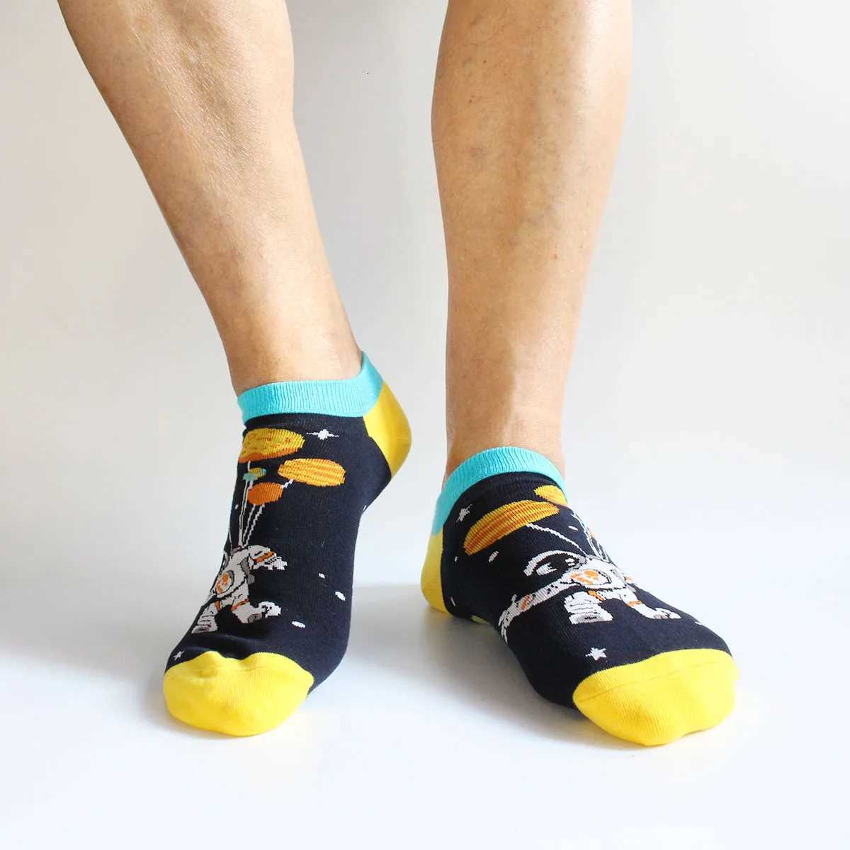 5 Pairs Novelty Fashion Colorful Casual Ankle Short Socks Harajuku Grid Space Cotton Happy Funny Women Men Socks Size EU39-46 X250725