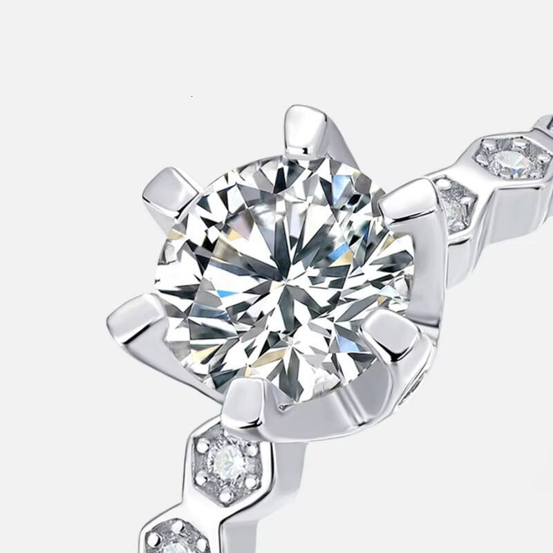 1ct Cut Moissanite Wedding Ring Six Claw Setting 925 Sterling Silver Engagement Band for Women Gift Idea