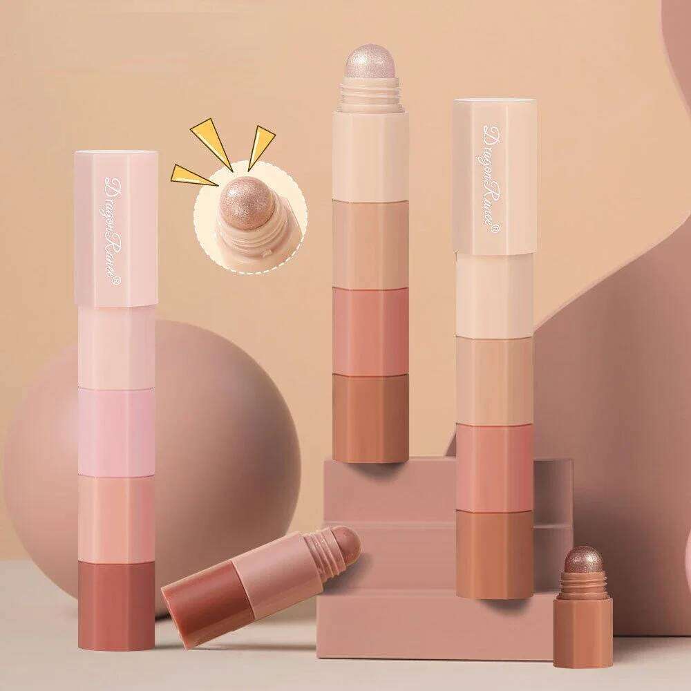Coral Brown Mini Eye Shadow Stick 4/5 IN 1 Combo Pearlescent Metallic High Gloss Highlighter lti-pose Eyeshadow Crayon Pen X250723 X2