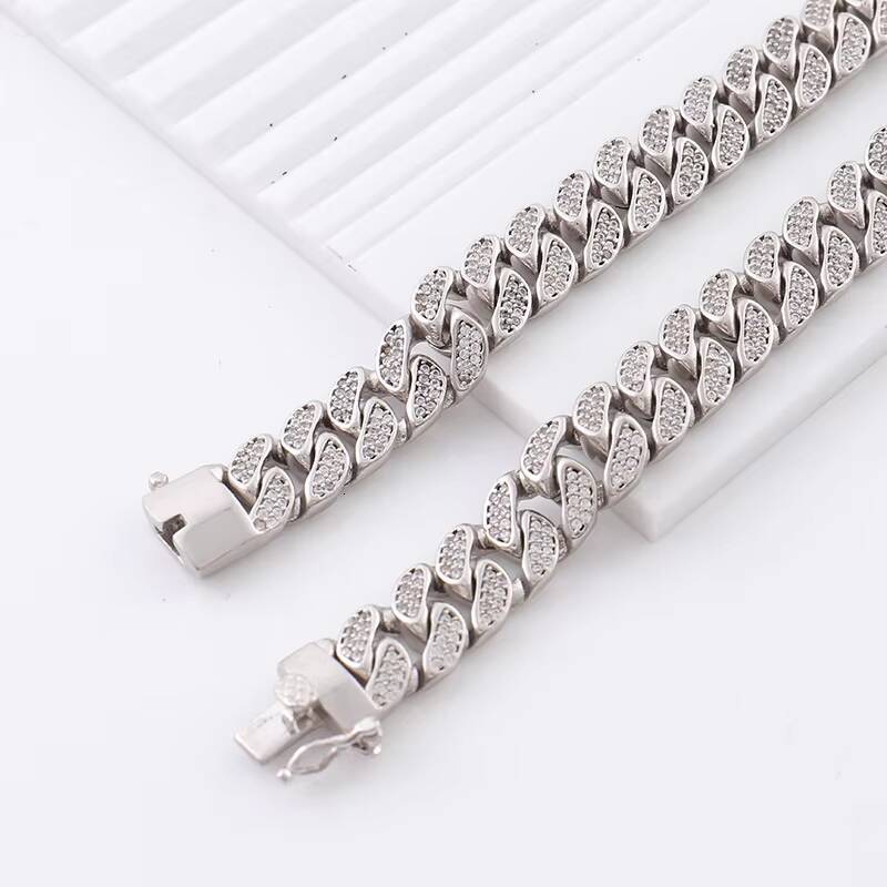 Jewelry Moissanite Trendy Women Design Jewelry Zircon Wave Cuban Chain Necklace Gift Chain Party