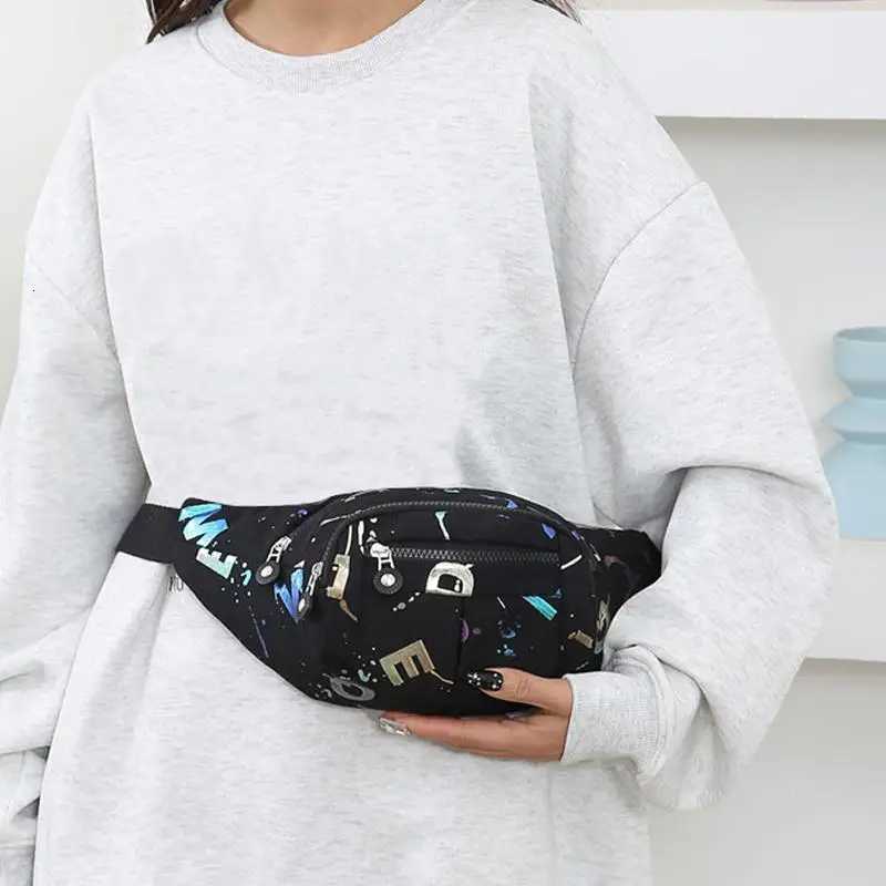Casual Trendy Waist Bag Wen Lightweight Oxford Fabric Print ing Multi-Pocket Fanny Pack Daily Cmute Bags Y250724