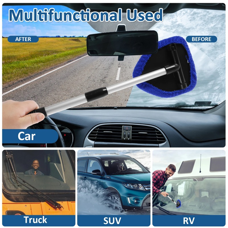 Car Windshield Cleaning Brush Telescopic Window Glass Cleaner Car Window Cleaner Window Glass Screen Scraping Mist Eliminator