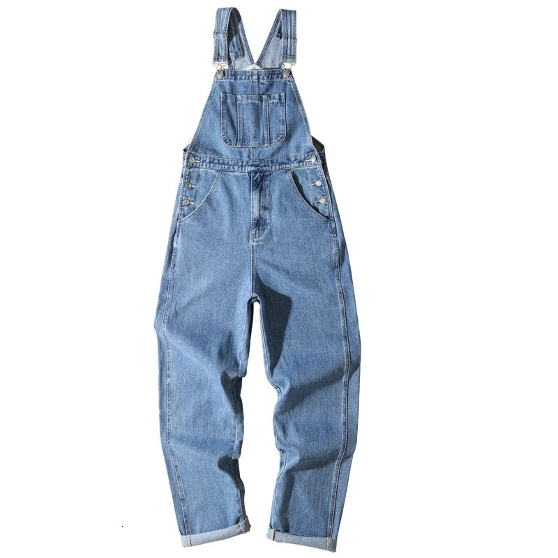 Mens Plus Size Denim Bib Overalls Classic Big Pocket Cargo Jeans Loose Working Coveralls Suspenders Jumpsuits Dark Light Blue 250725