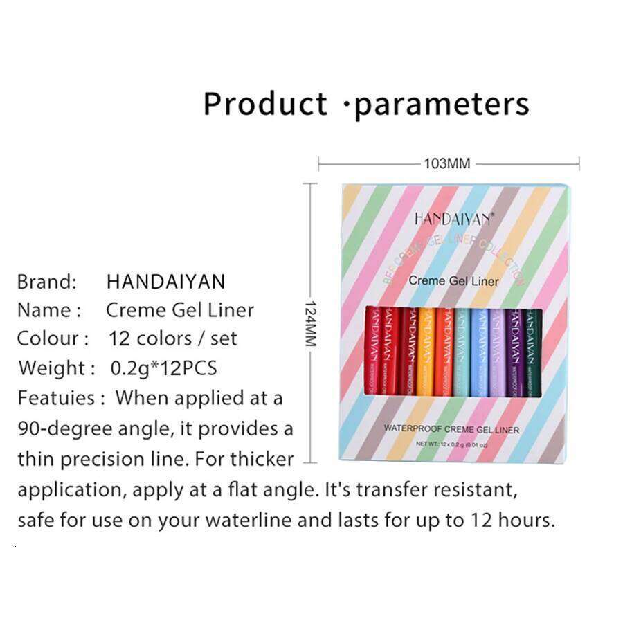 12Pcs/Set Waterproof Eyeliner Gel Colorful Pencils-Sdge-Proof Long-Lasting Beginner-Eyeshadow Pen Eye liner Cream Makeup X250725 X250