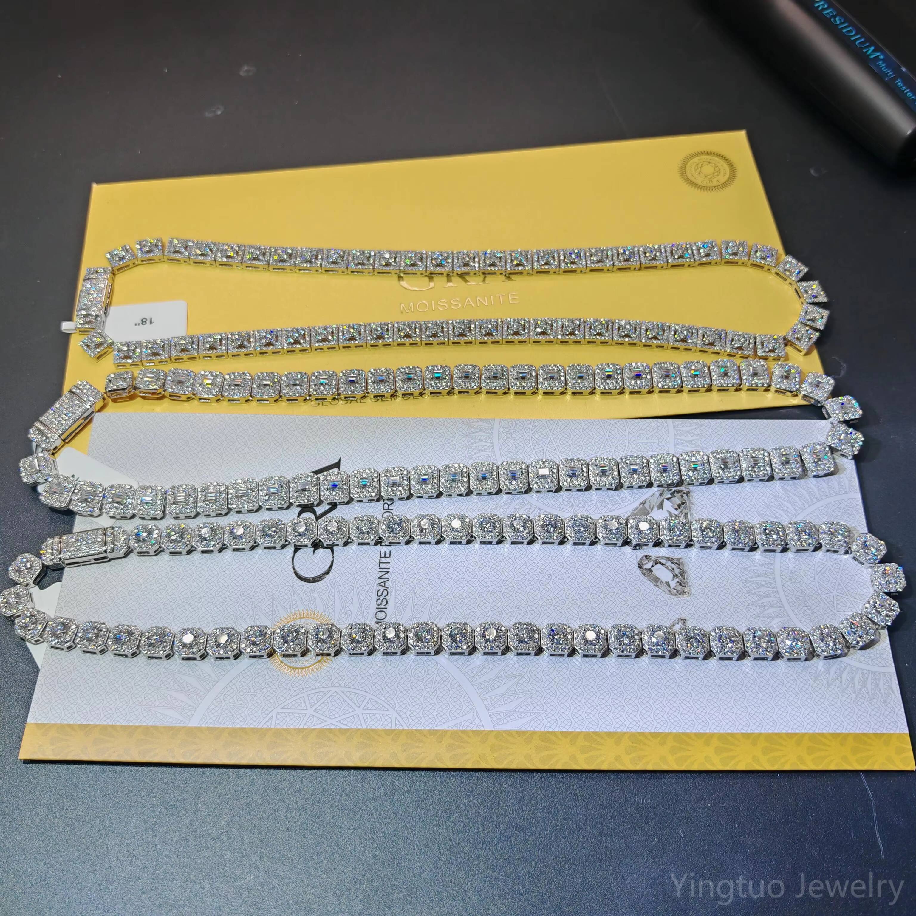 Luxury Men Women Hip Hop Iced Out Fine Jewelry S925 Silver Vvs Moissanite Tennis Chain Necklace Bracelet