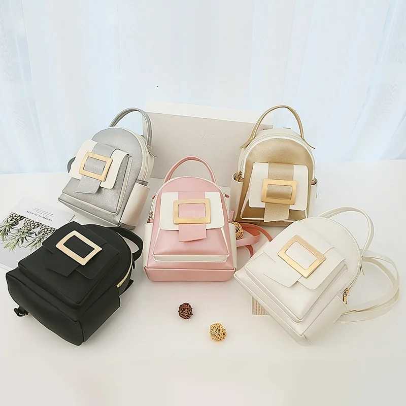 5 Wens Leather Backpack Shoulder Bag Small Backpacks for Girls Backpack Wen Color Blocked Mobile Phone Wallet Y250724