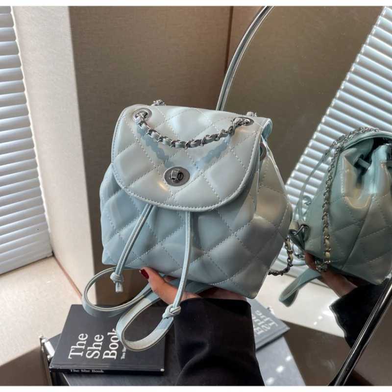 Korean Girl Casual Handbag Wens Lingge Shoulder Bag Fi Chain Backpack Comfortable Shoulder Strap Sewing Process PU Material Y250724