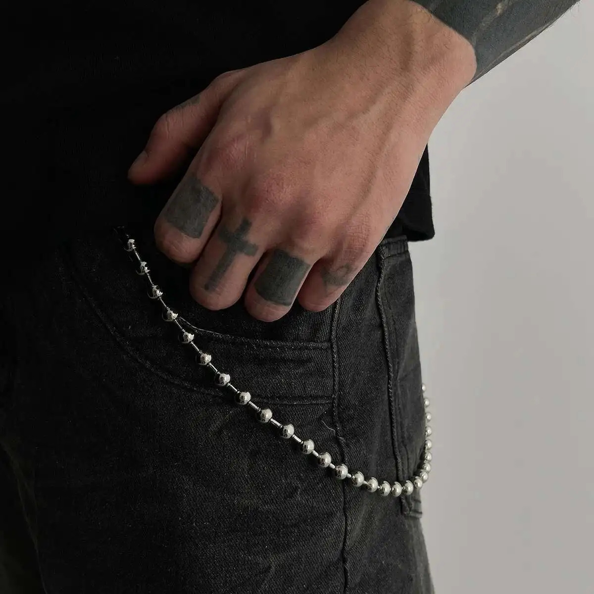 SHIXIN Punk Metal Belt Chain Jeans Accessories HipHop Rock Pants Chain For Men Versatile Beads Waist Link Keyring Jewelry Female 250722