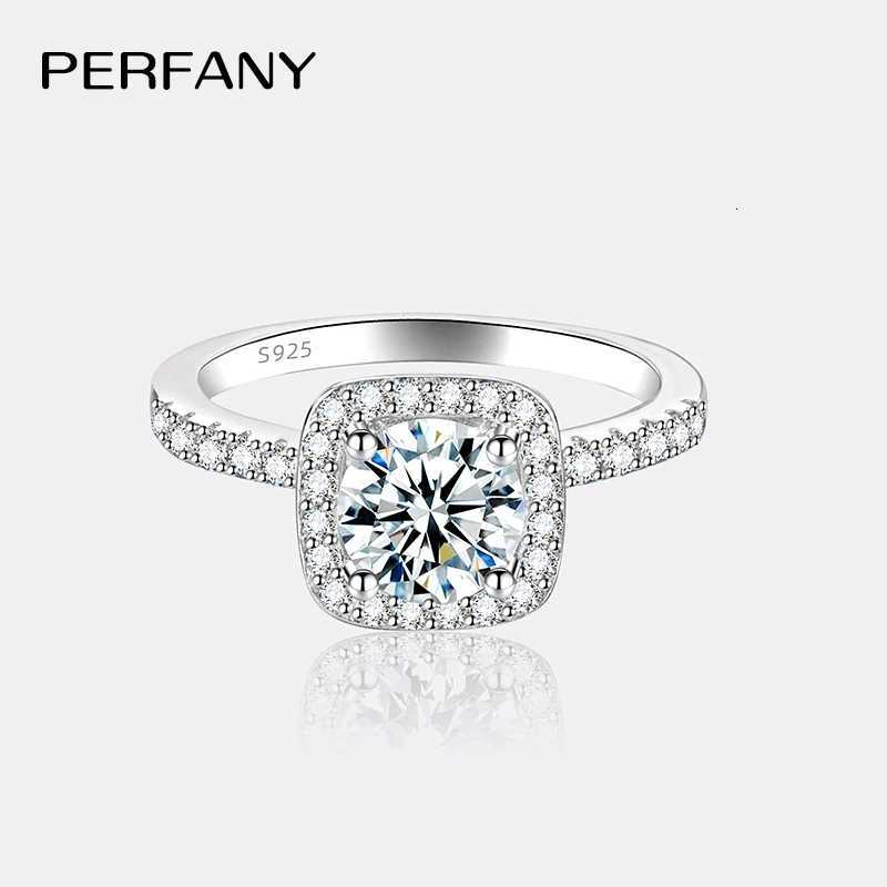 PERFANY 0.5/1/2CT Womens Moissanite Ring S925 Pure Silver Four Claw Square Wedding Ring Fashion Wedding Jewelry W250417