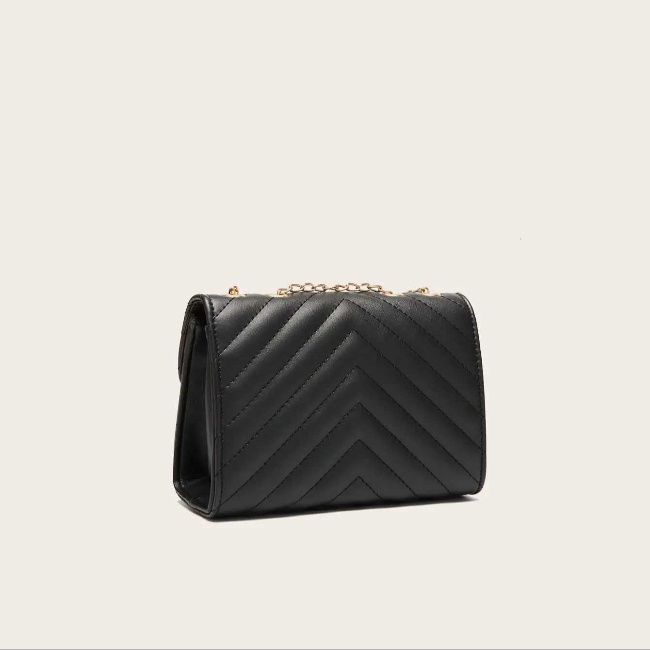 Lingge Chain Small Square Bag Lock Buckle Single Shoulder Crossbody Bag Texture Y250725