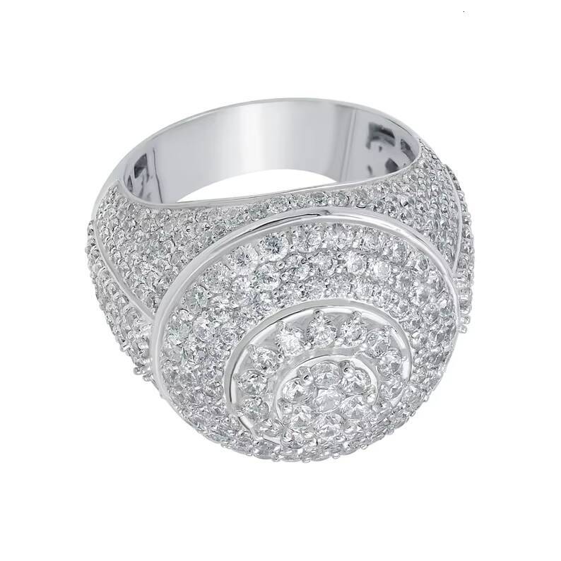 Iced Out Moissanite Mens Ring Synthetic Diamond Hip Hop Big Moissanite Ring Moissanite Cluster Cocktail Ring