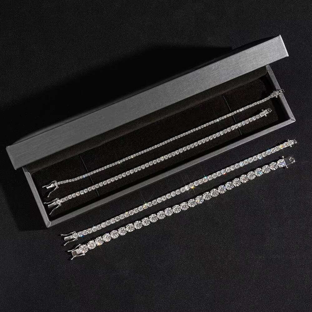 5mm Moissanite Iced Out Necklaces Fro Men Women Pass Tester Hip Hop Jewelry Moissanite S925 Silver Tennis Chain Link Necklaces