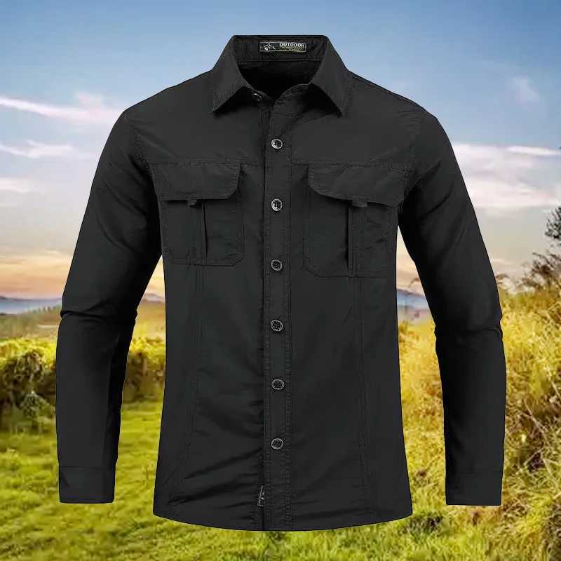 Mens New Lightweight Quick-Drying Shirt Tactical Casual Military Long-Sleeved shirts Breathable Sport Sunscreen Hiking Shirts Y250724