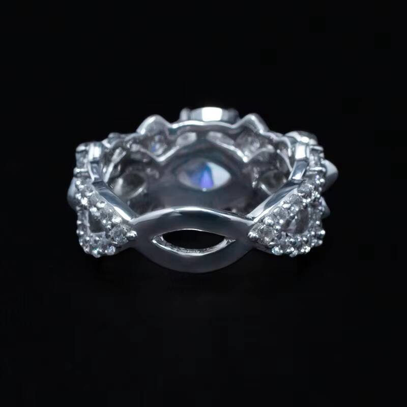 Exclusive Design Luxury Rose 3D Carving Inlaid 1CT Moissanite S925 Sterling Silver Engagement Wedding Proposal Womens Ring