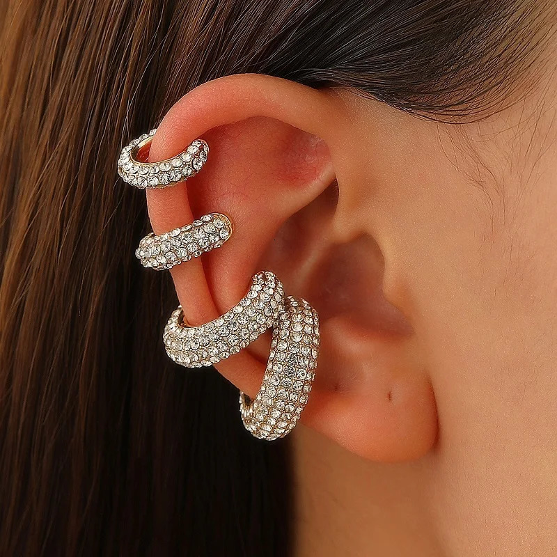 1Pcs Gold Color C Shape Round Cartilage Clip Earrings For Women Crystal No Pierced Geometric Ear Cuff Jewelry 250723