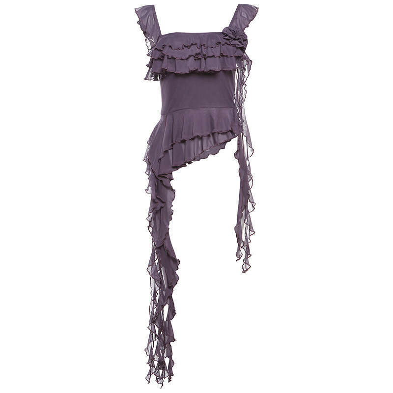 2024 Summer New Women's Solid Color Slim Street Fashion Spaghetti Strap Mesh Backless Tank Top ada