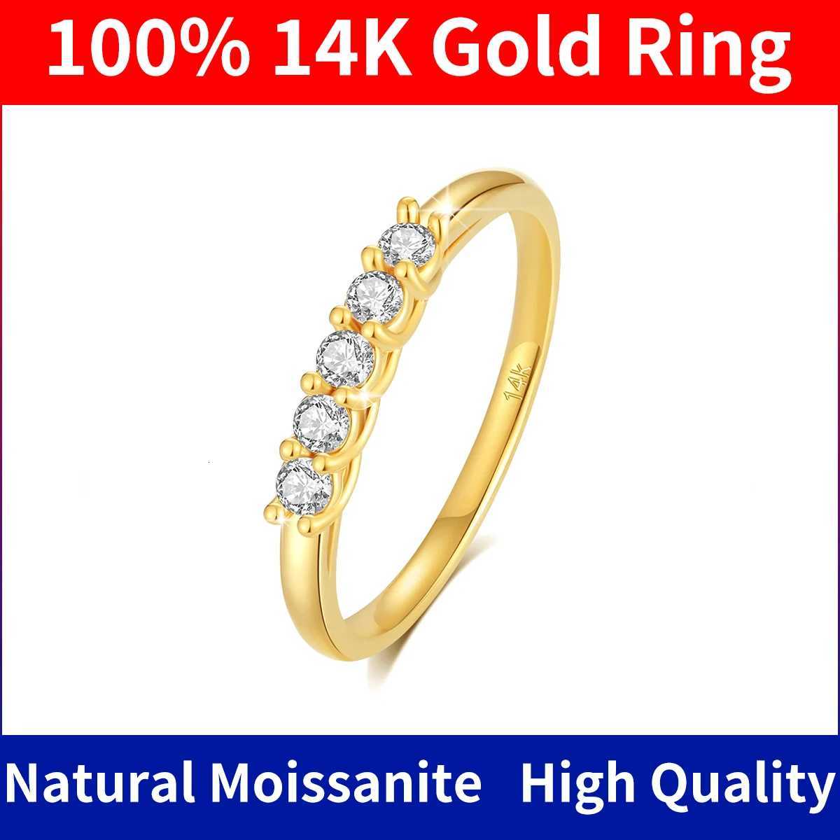 100% genuine 14k gold ring wedding band Mo silica diamond promise K gold gift for women high-quality luxury engagement jewelry W250417