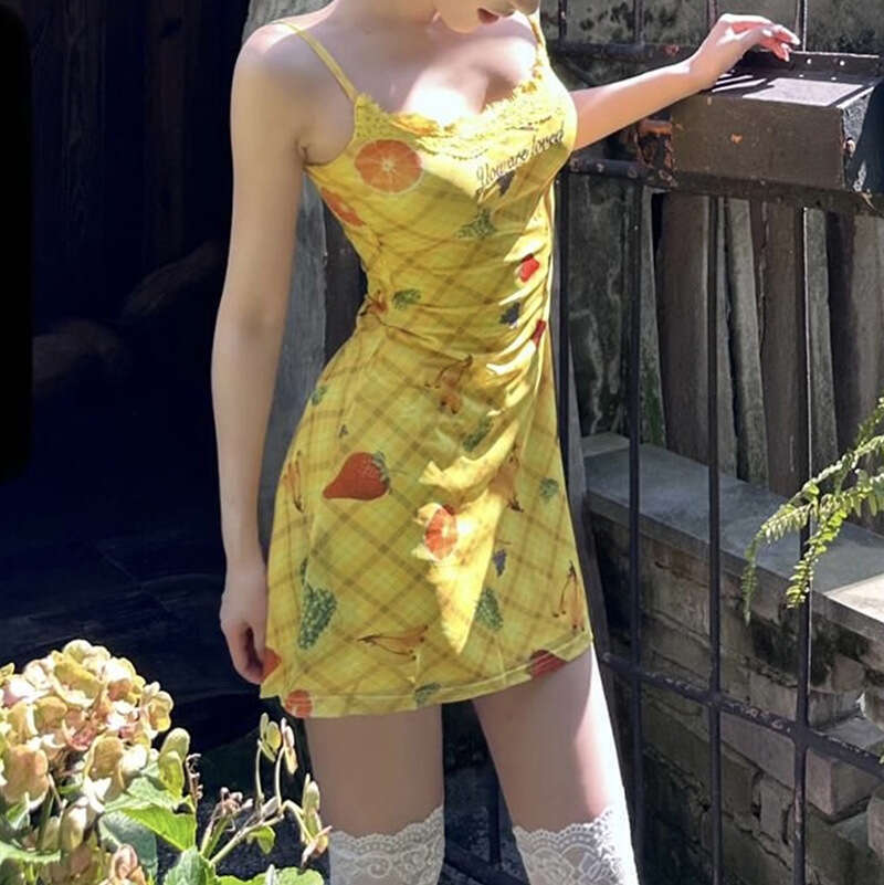 2025 Summer New Street Fashion Printed Sexy Strap Waist-Cinching Dress for Women 39e