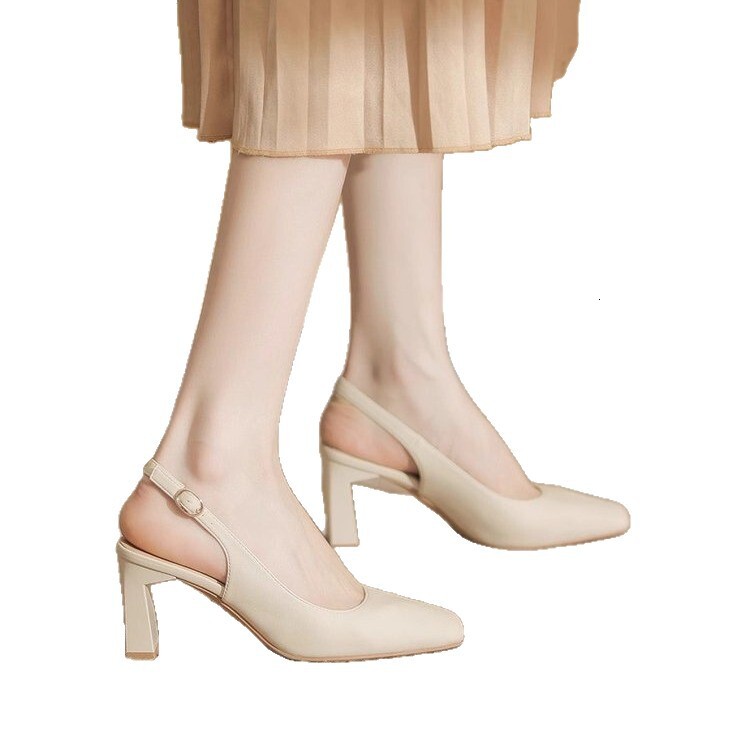 Ddmysports Versatile Closed Toe Sandals For Women New Summer Single Shoes Evening Gentle Style French Square High Heels Outdoor Shoes