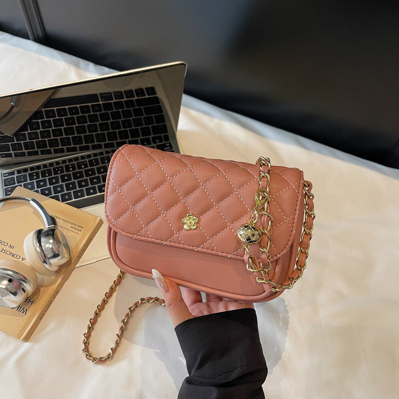 Luxury Brand Designer Bag Camellia Bag For Women 2025 New Quilted Chain Bag Small Gold Ball Crossbody Bag Versatile Niche Single Shoulder Small Square