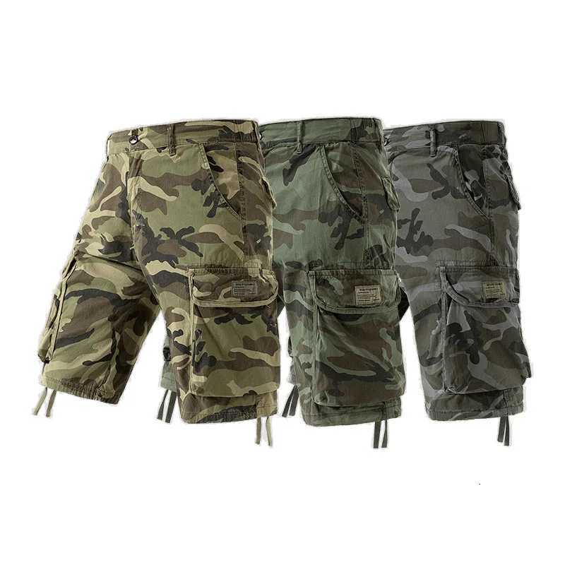 2025 Summer New Camouflage Casual Workwear Shorts for Men Multi Pocket Camping Hiking Outdoor Trend Five Quarter Pants W250724