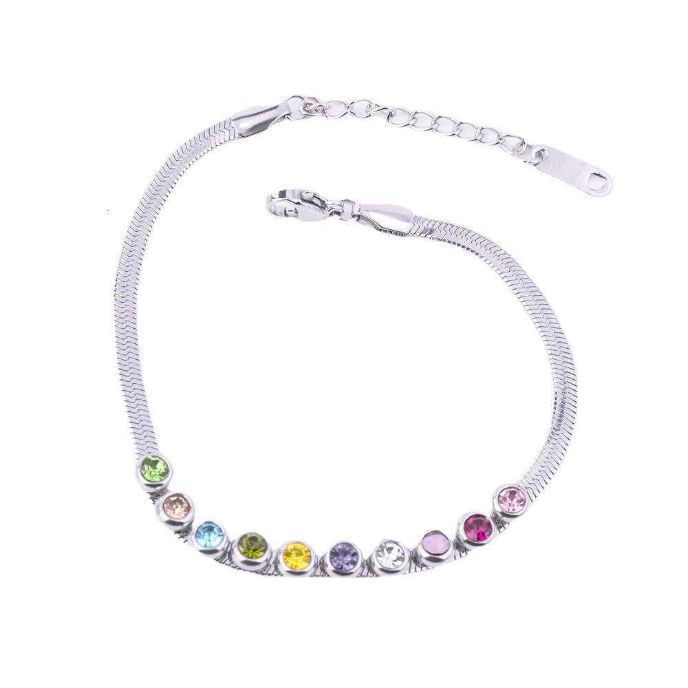 Stainless Steel Blade Chain Colorful for Women High-end Beaded Style Color-retaining Eco-friendly Vacuum Plated Bracelet ddmypluto