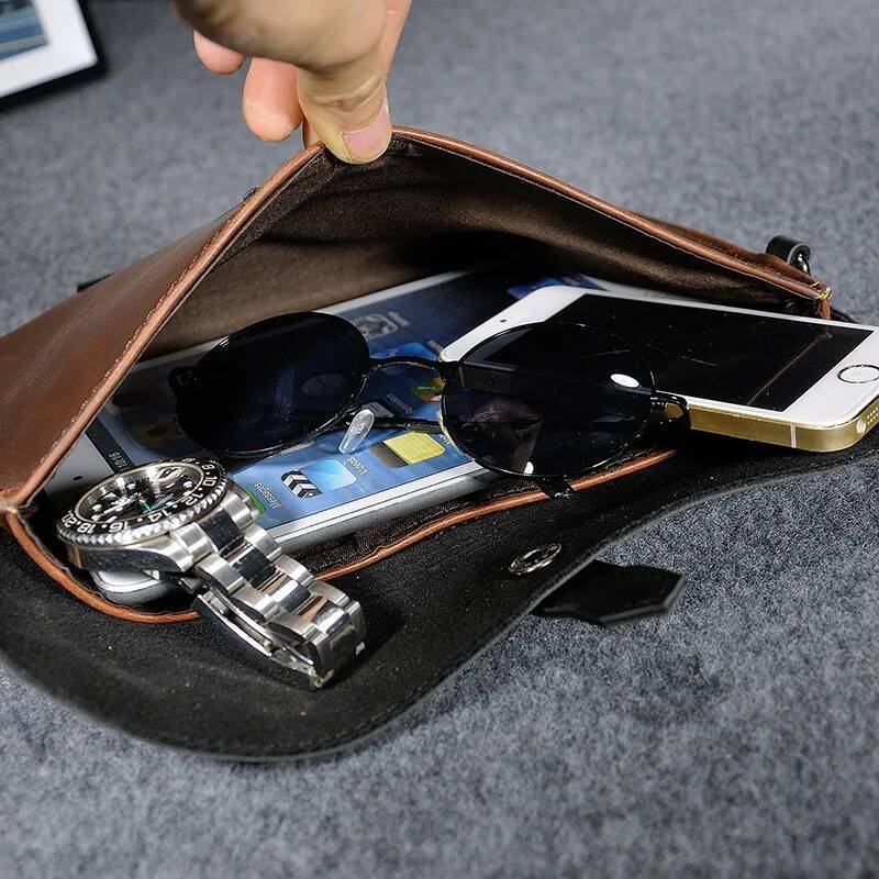 Crazy Horse Leather Vintage Fashion Envelope Clutch For Men Small Purse High Quality Clutches Bag Man Handbag