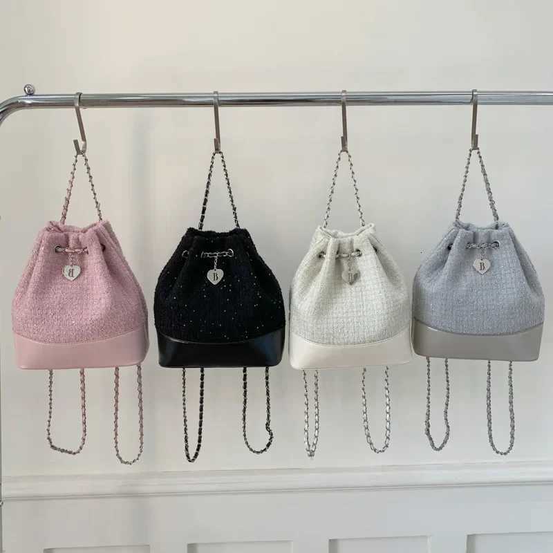 2025 Wens Chain Backpack Detachable Tweed Sahel Convertible Carry Summer Minimalist Shoulder Crossbody Purse Y250724