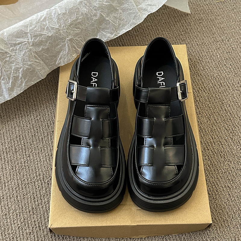 Ddmysports Platform Roman For Women New Spring Summer Hollow Out Chunky Shoes Fairy Style Student Height Increasing Closed Toe Sandals Outdoor Shoes