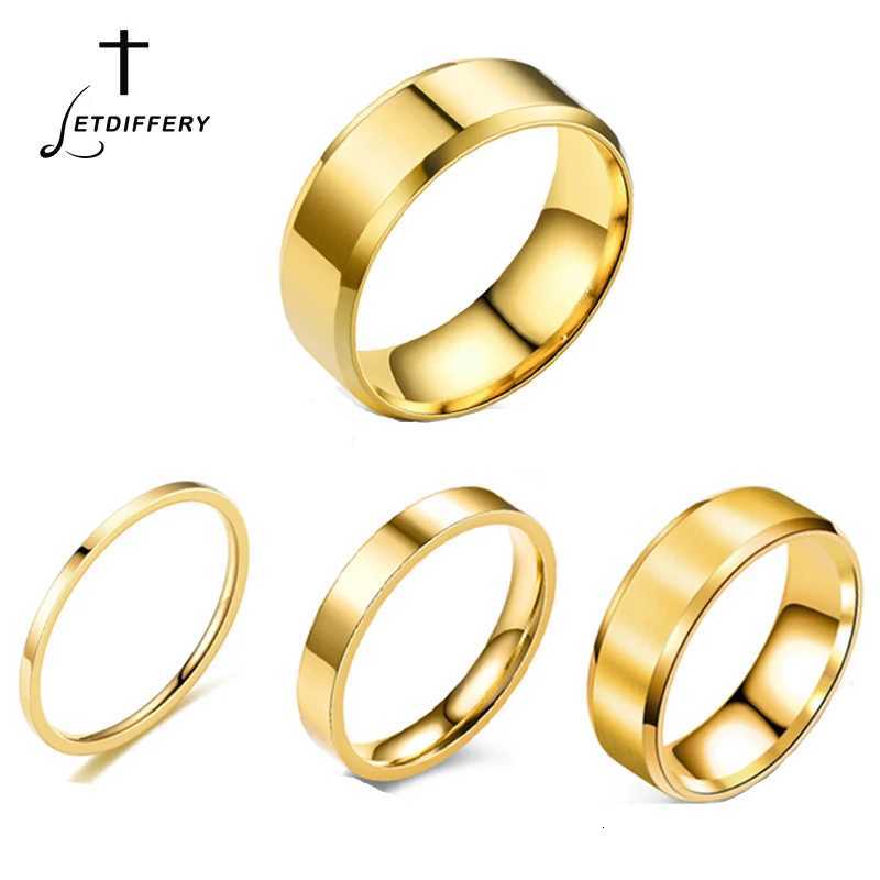 Letdiffery Fashion 2/4/6/8mm Womens Simple Gloss Ring Mens Stainless Steel Smooth Ring Couple Party Jewelry Gift W250417