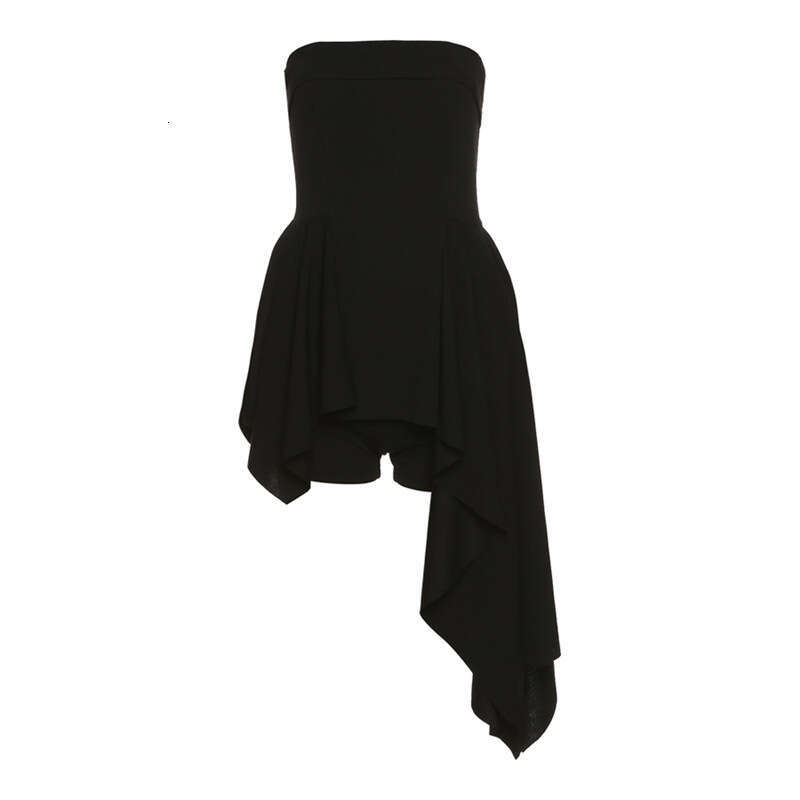 2022 Spring New Women's Solid Color Sexy Off-Shoulder Wrap Chest High Waist Irregular Dress d3f
