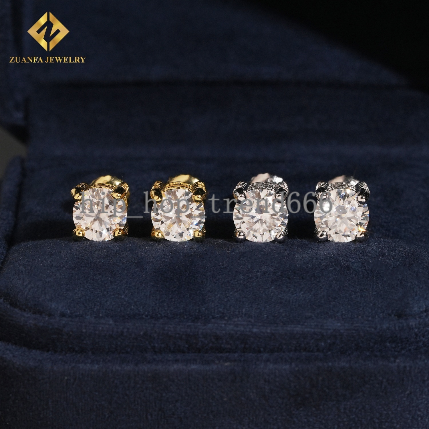 Ready to Ship 925 Silver 6.5mm VVS Moissanite 4 Prong Hip Hop Jewelry Earrings Iced Out Diamond Screw Back Ear Studs Men Women