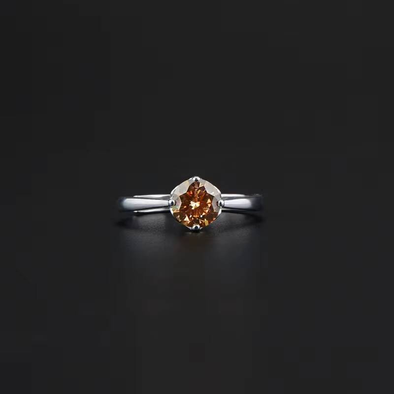 Simple S925 Sterling Silver Women Four-Claw Setting Color Moissanite Band Wedding Open Rings