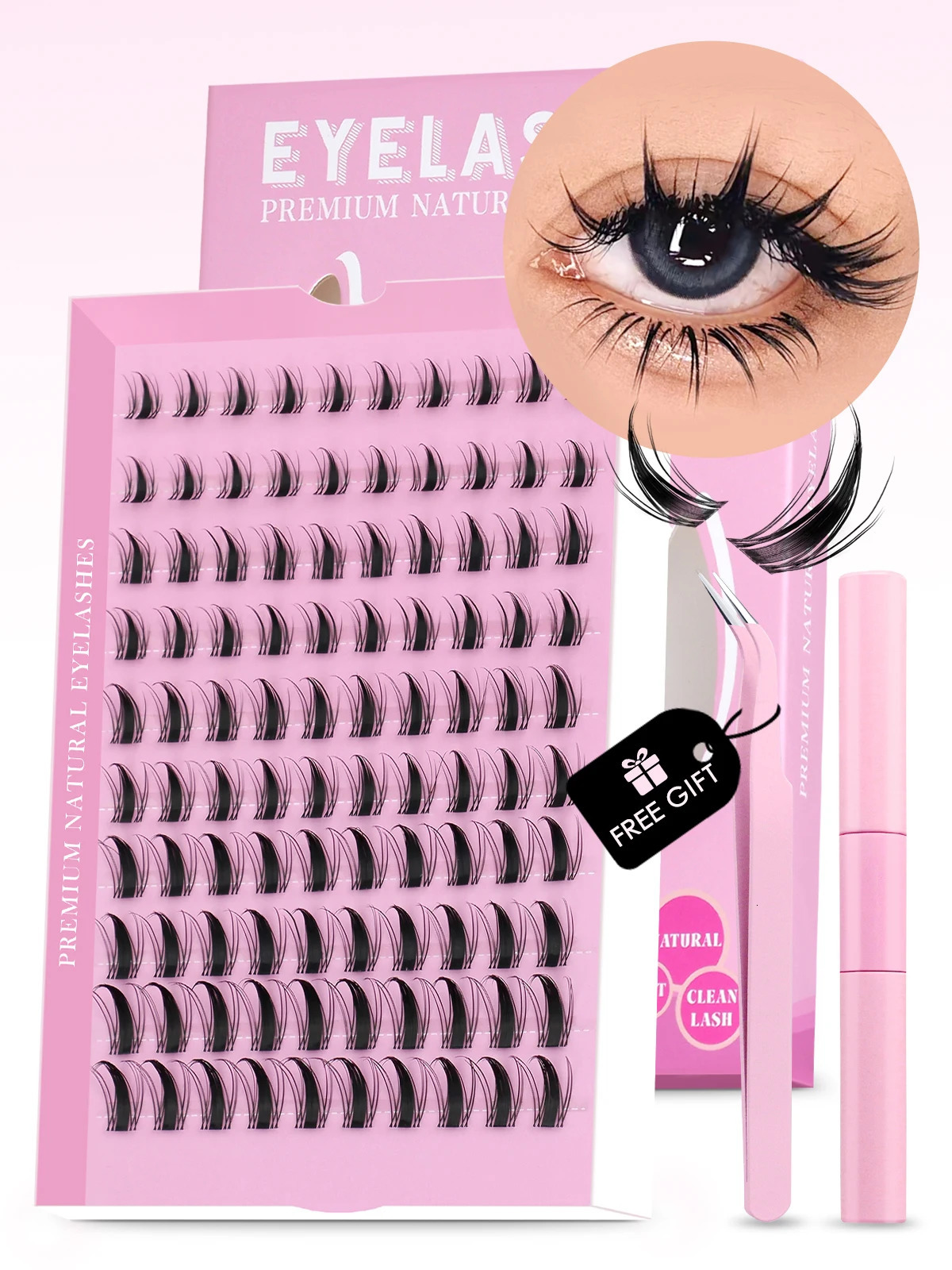 GROINNEYA DIY Lash Kit 1018mm Manga Lashes Mixed Tray Clusters Individual Eyelashes with Bond 250714