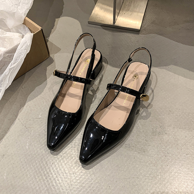 Ddmysports French Style Closed Toe For Women New Summer Square Mid High Heel Silver Mary Jane Sandals Outdoor Shoes