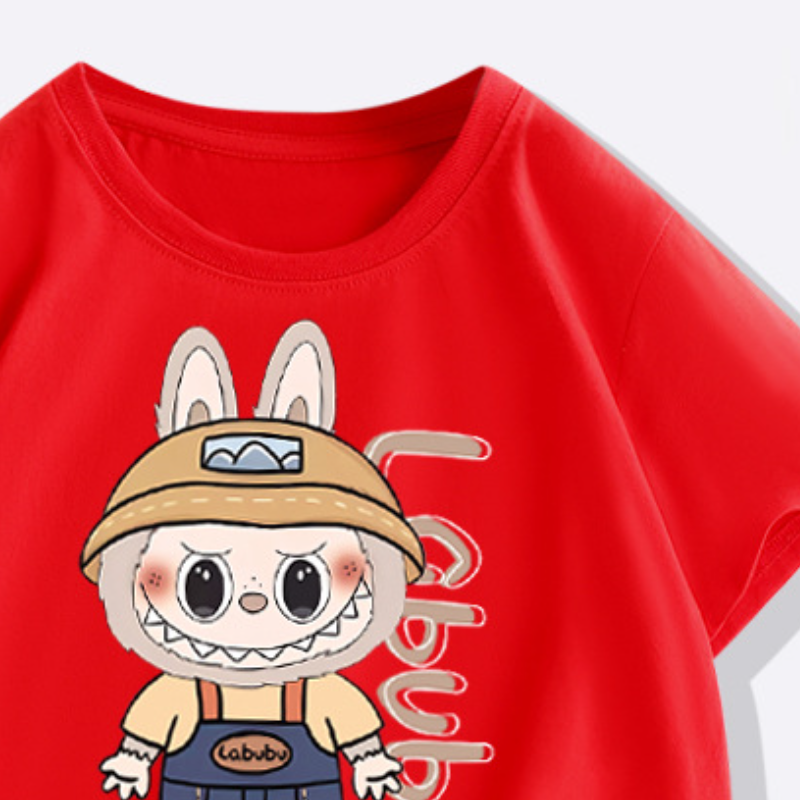 LABUBU Boys and girls short-sleeved T-shirt comfortable and soft pure cotton skin-friendly fabric children's T-shirt baby designer clothes Summer