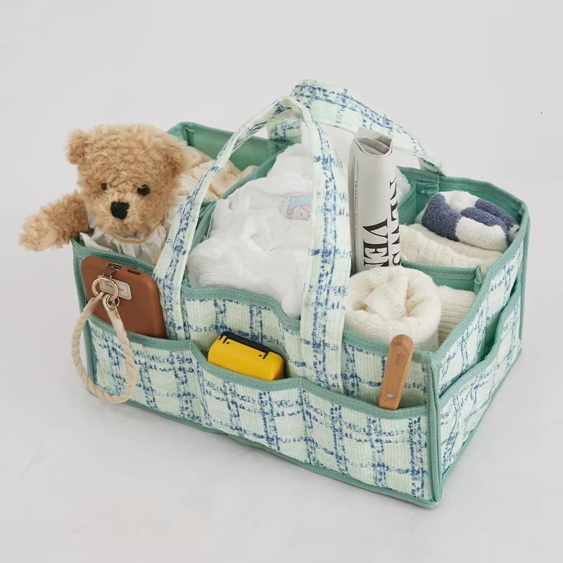 Diaper Bag Large Capacity Multiple Pocket Caddy Felt Washable Baby Nappy Organizer Nursery Storage Bin 250724
