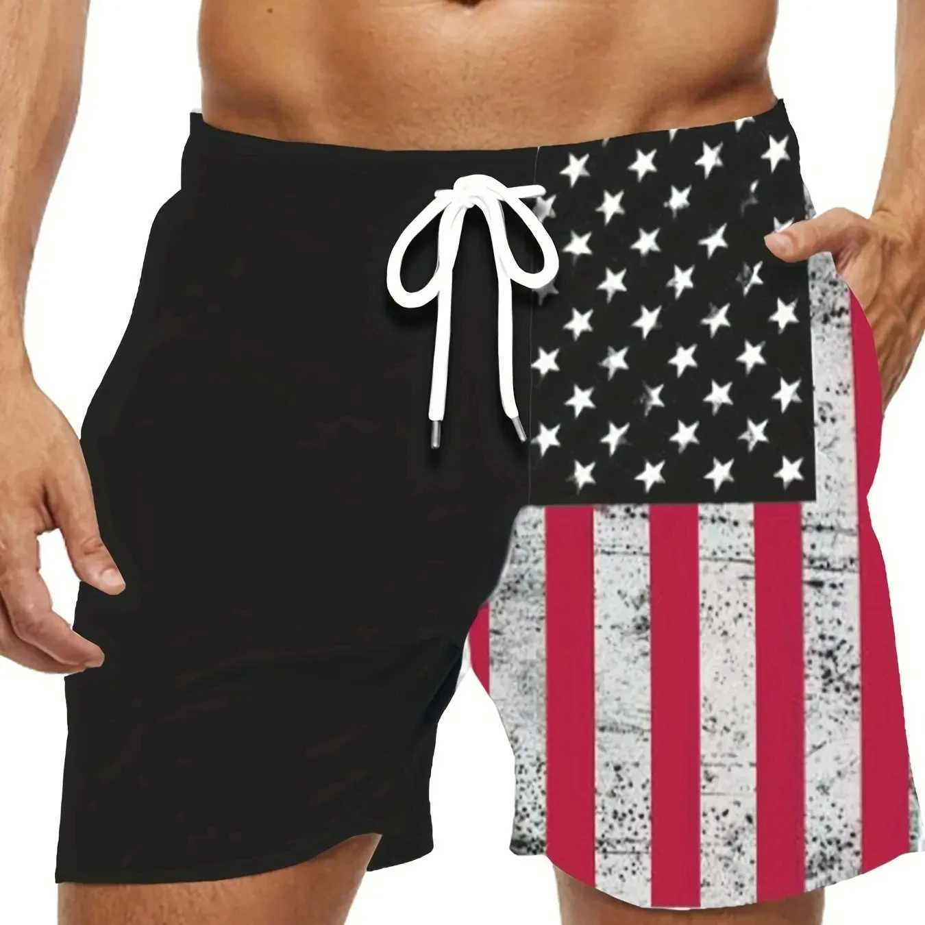 American Flag Print Swimwear Shorts Summer Mens Beach Shorts Breathable Short Quick Dry Sport Shorts Joggering Men Shorts W250724