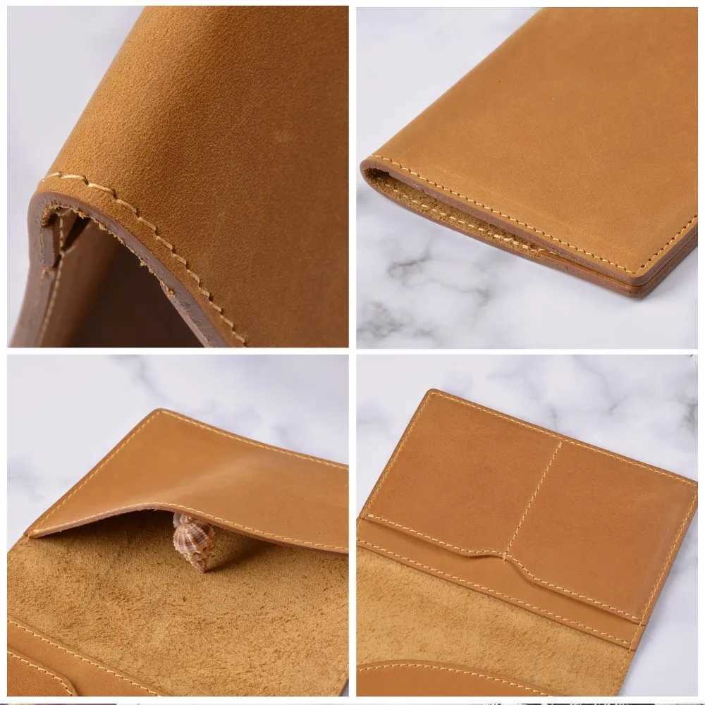 New Arrivals Genuine Waxed Feeling Leather Passport Cover Solid Credit ID Card Case Holder Business Unisex Travel Wallet Z250725