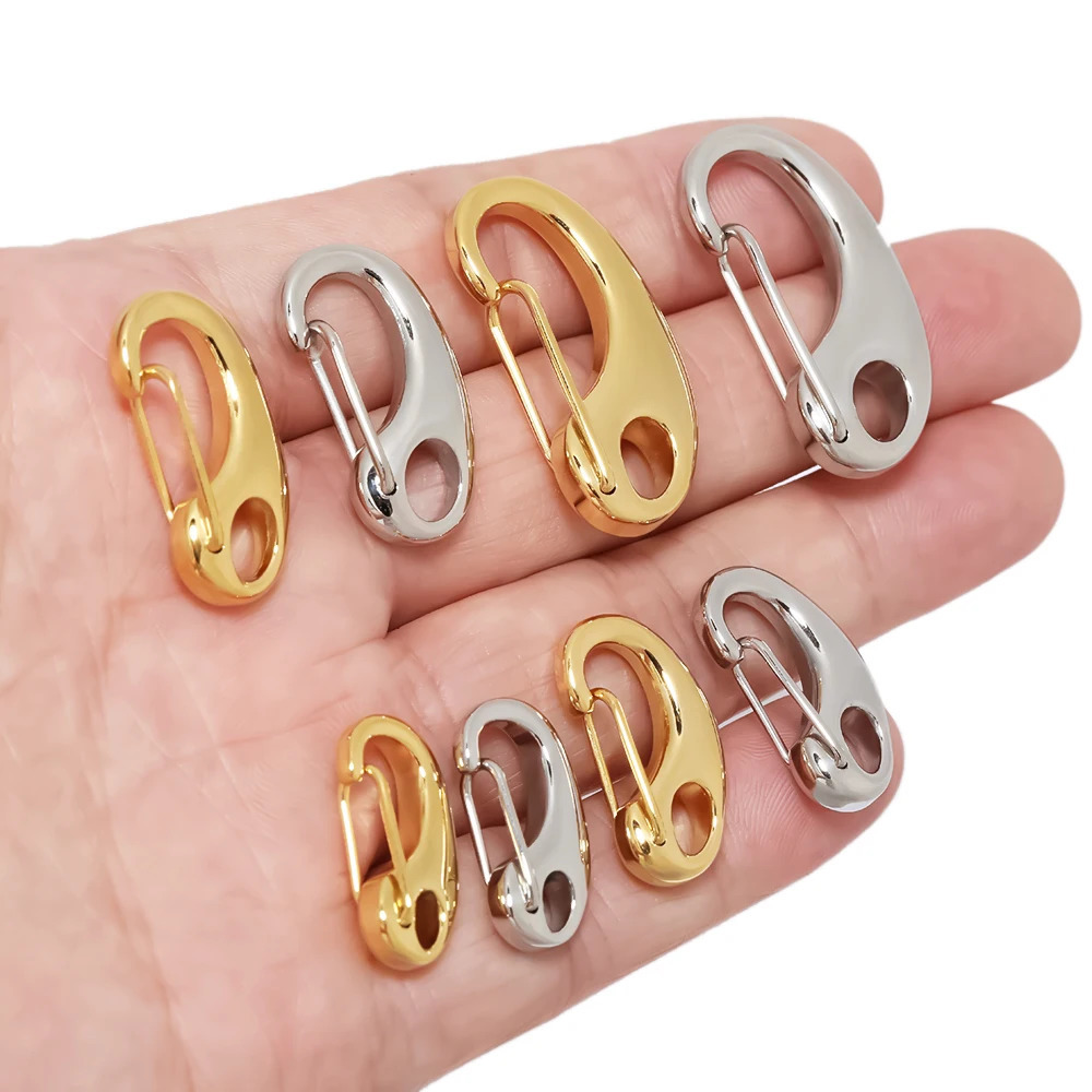 5pcs Stainless Steel D Lobster Clasps Spring Hooks Key Chains Bags Snap-fastener Buckles Connectors DIY Jewelry Accessories 250723