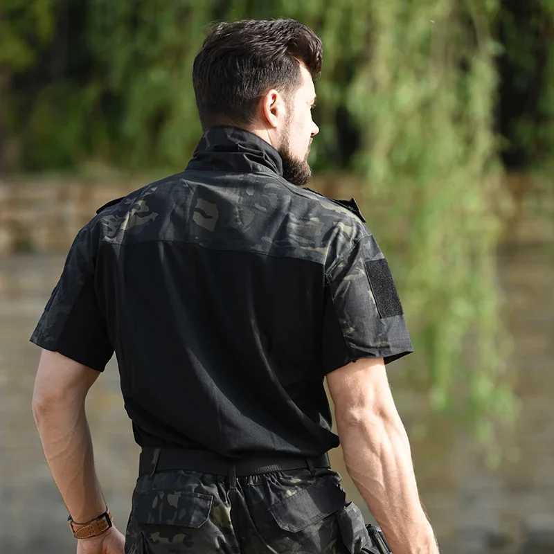 Airsoft Climbing Shirt Camouflage Short Sleeve Hiking Tactical T-shirt Safari Men Working Clothing Combat Shirts Hunting Tee Y250724